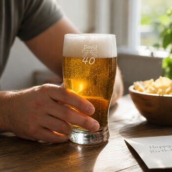 Personalised Pint Glass Engraved For 40th Birthday Gift, 3 of 11