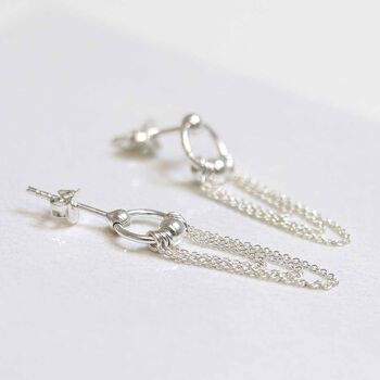 Sterling Silver Falling Chain Studs, 4 of 9