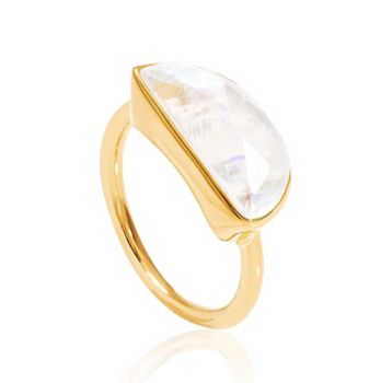 Hald Moon Gemstone Ring In Gold Vermeil Plated, 5 of 7