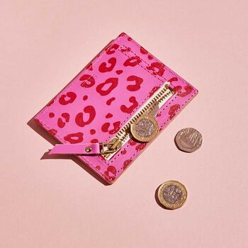 Personalised Fuchsia Pink Leopard Print Card Holder, 3 of 5
