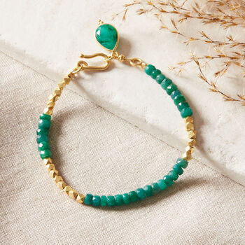 Emerald And Gold Plated Silver Beaded Bracelet, 2 of 12