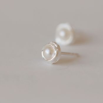 Sterling Silver Wrapped Pearl Ear Studs Or Necklace, 4 of 5