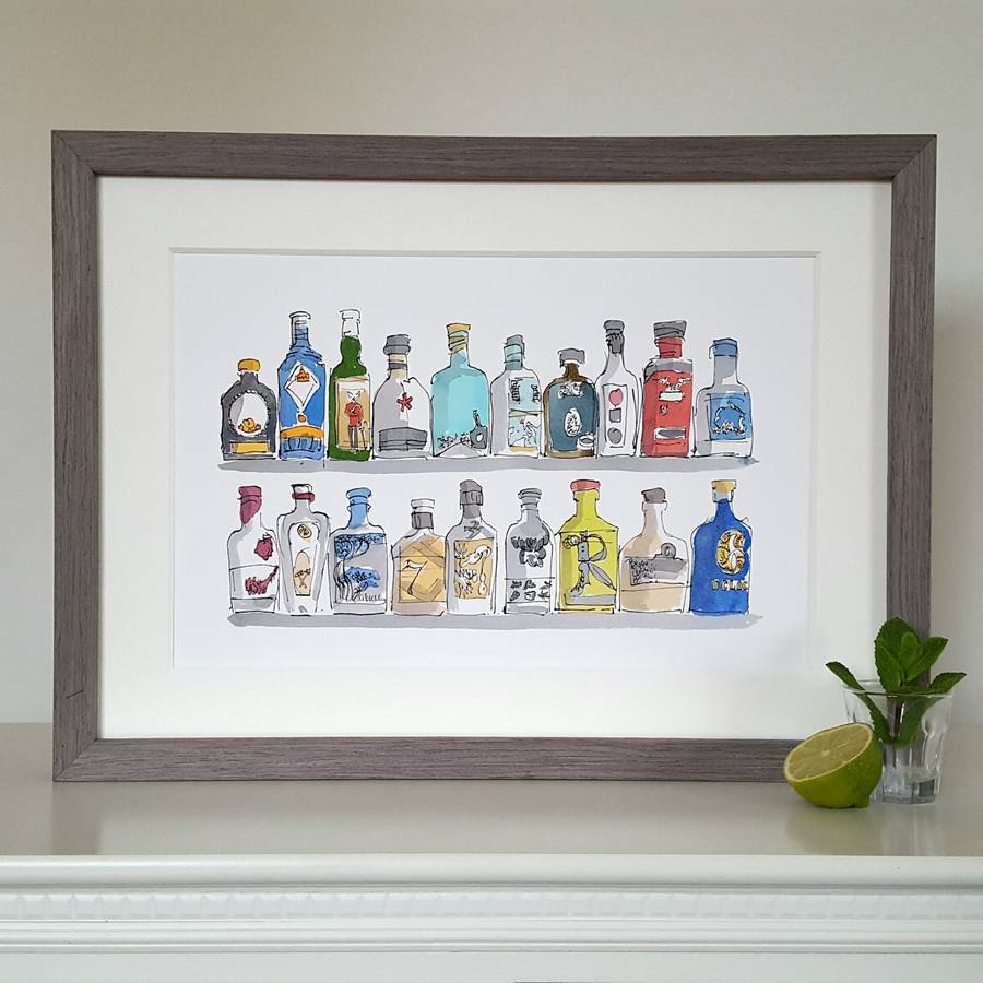 Vibrant Gin Bottles Limited Edition Giclee Print, 1 of 4