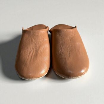 Handmade Moroccan Tan Leather Babouche Slippers, 3 of 4