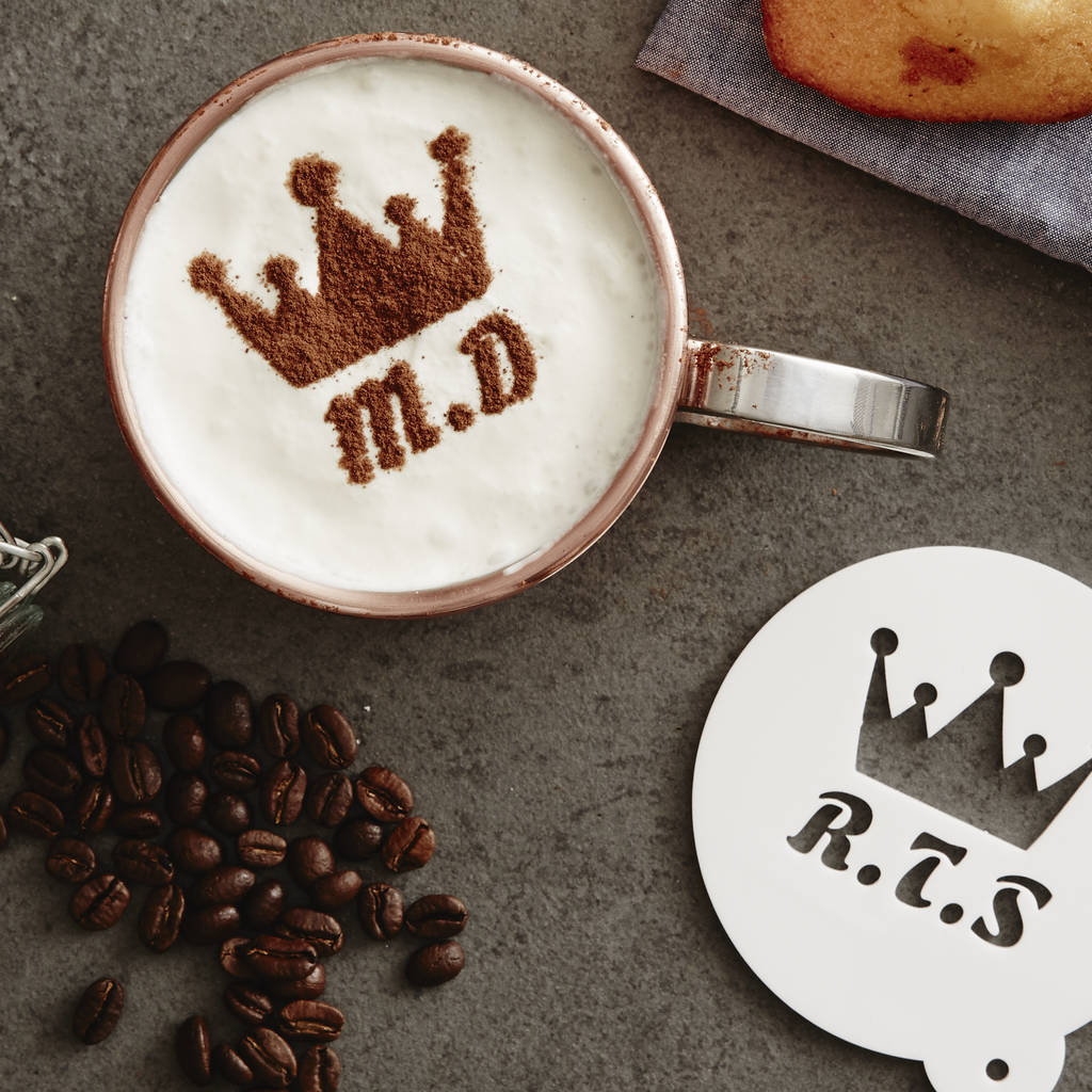 Personalised Crown Coffee Stencil, 1 of 5