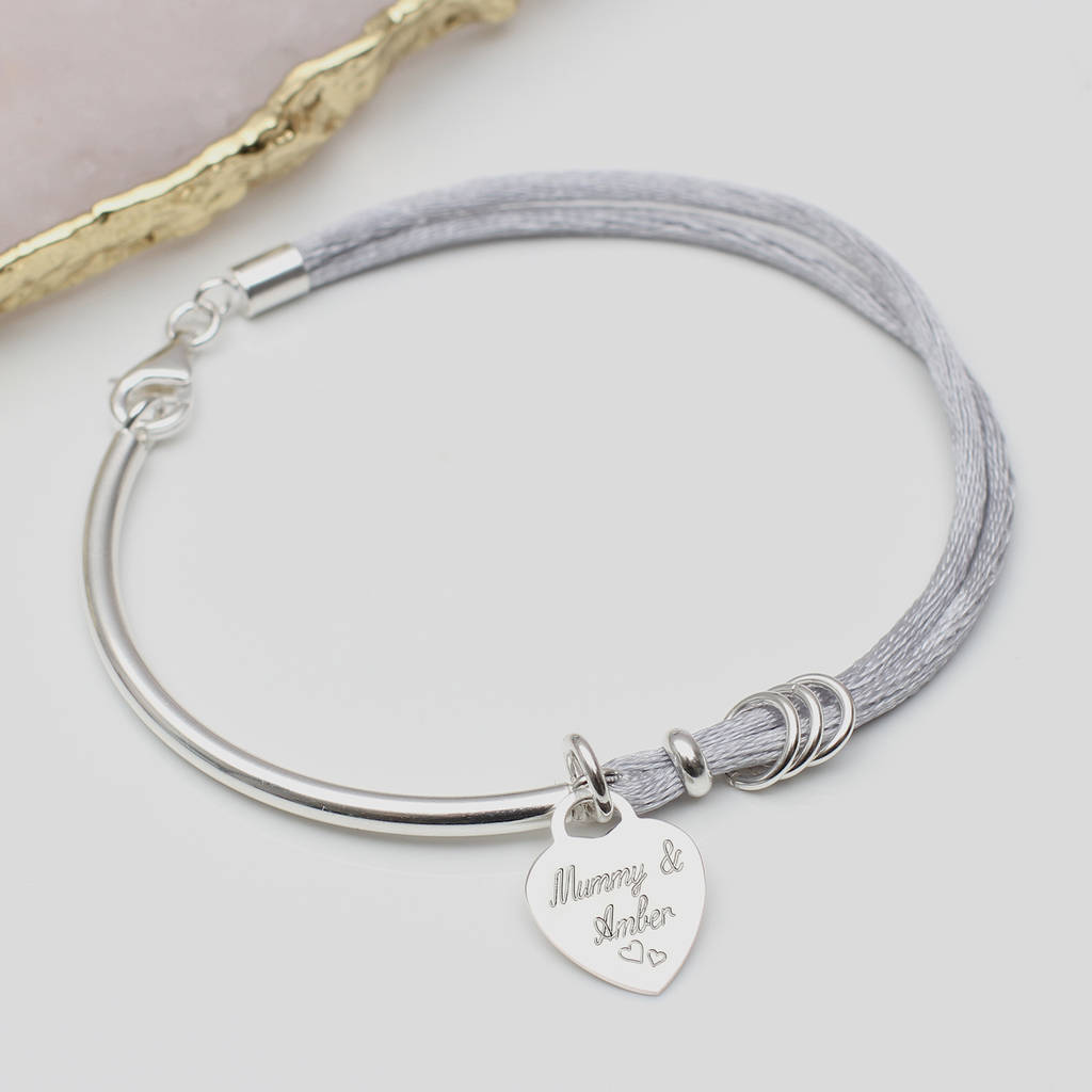 Personalised Silk And Sterling Silver Charm Bangle, 1 of 10