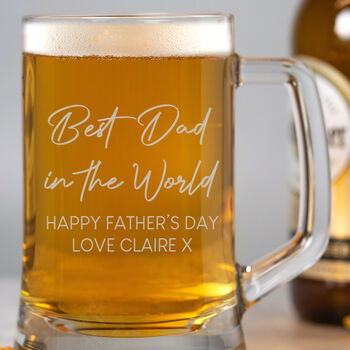 Personalised Best Dad In The World Glass Pint Stern Tankard, 4 of 4