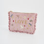 Pink Love Velvet Embroidered Pouch, thumbnail 5 of 7
