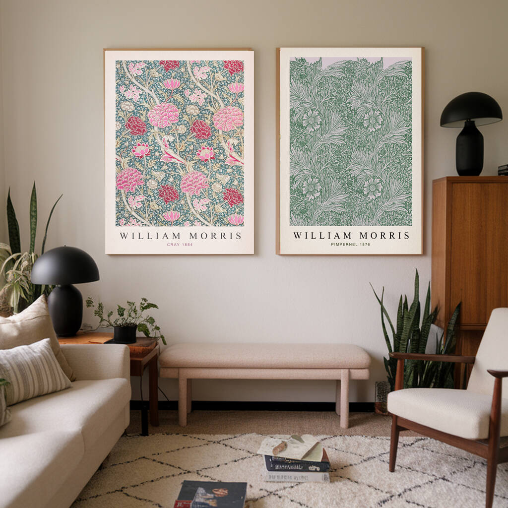 William Morris Set Of Two Floral Art Prints, 1 of 4