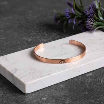 Engraved Leaf Pattern Solid Copper Cuff Bracelet, 4 of 5