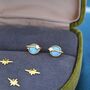 Blue Opal Planet Stud Earrings In Sterling Silver, thumbnail 4 of 10