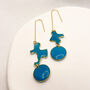 Abstract Drop Blue Statement Earrings, thumbnail 1 of 9