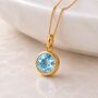 Personalised Gold Plated Sterling Silver March Birthstone Aquamarine Pendant Necklace, thumbnail 1 of 9