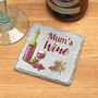 Personalised Wine Glass Silver Slate Drinks Coaster, thumbnail 2 of 2