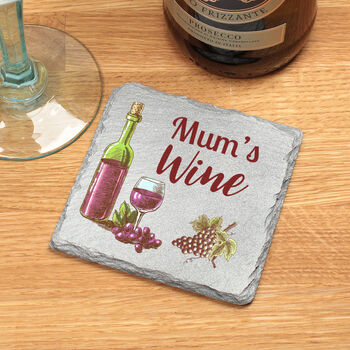 Personalised Wine Glass Silver Slate Drinks Coaster, 2 of 2