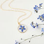 Gold Forget Me Not Necklace And Earrings Set, thumbnail 3 of 7