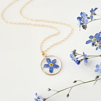 Gold Forget Me Not Necklace And Earrings Set, 3 of 7