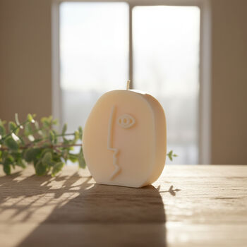 Minimalist Oval Face Soy Wax Pillar Candle, 3 of 6