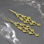 Long Peridot Earrings: Gold Plated Silver, Dangle Drop, thumbnail 4 of 6
