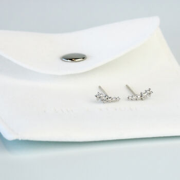 Sterling Silver Tiny Star Ear Climber Stud Earrings, 2 of 4