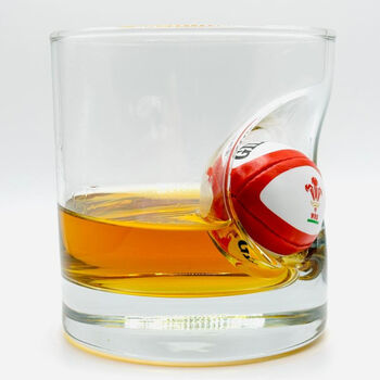 Personalised Welsh Rugby Ball Whisky Glass, 2 of 5
