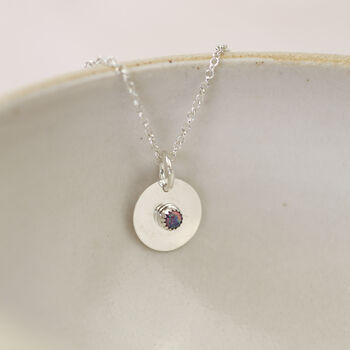 Handmade Sterling Silver Birthstone Disc Pendant, 2 of 4