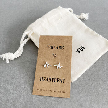 You Are My Heartbeat Sterling Silver Earrings, 4 of 4