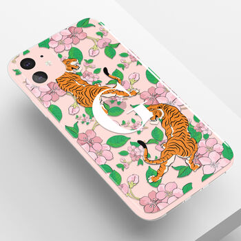Personalised Tiger Cherry Floral Clear Phone Case, 4 of 5