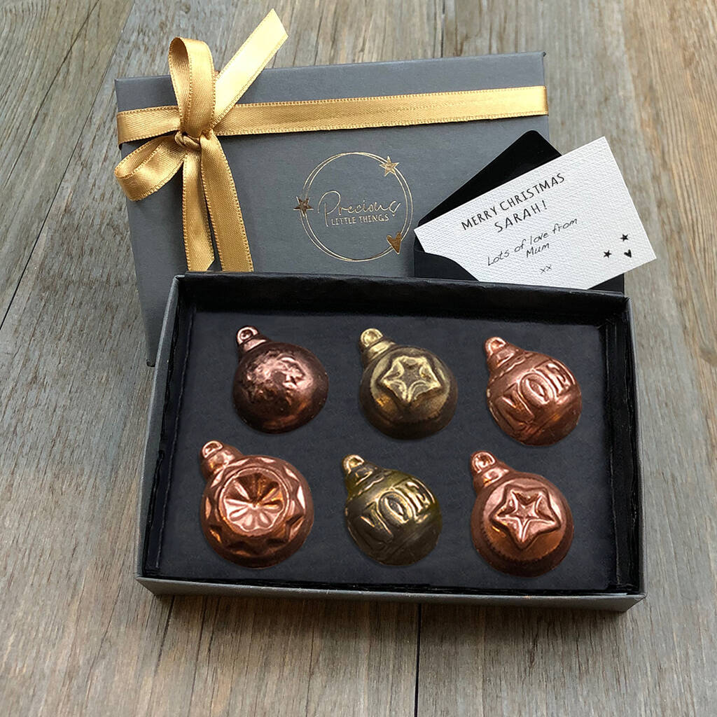 Letterbox Personalised Chocolate Christmas Baubles By Precious Little