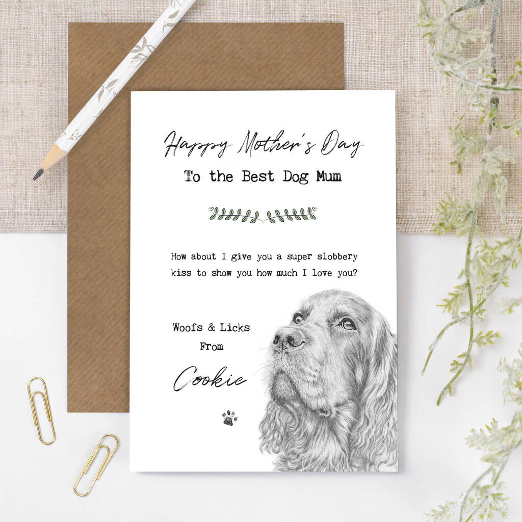 Personalised Cocker Spaniel Dog Mum Mother's Day Card, 1 of 5