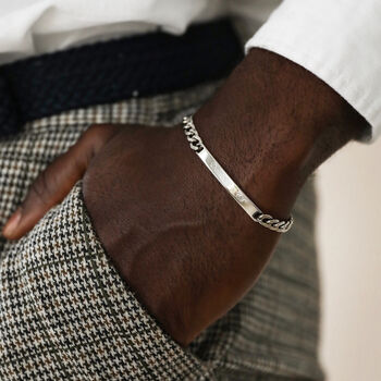 Personalised Men's Stainless Steel Plaque Bracelet, 4 of 11