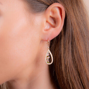 Empress Tourmaline Gemstone 18k Gold Plated Earrings, 2 of 5