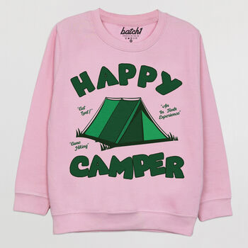 Happy Camper Girl's Slogan Sweatshirt, 5 of 5