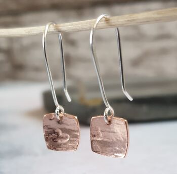 Textured Copper Dangly Earrings, 7 of 7