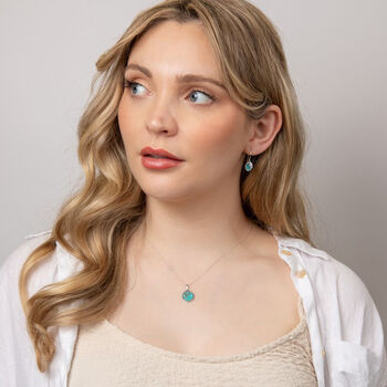 Sterling Silver Turquoise Flower Drop Earrings, 4 of 6