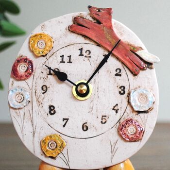 Fox And Meadow Small Mantel Ceramic Country Cottage Clock, 2 of 8