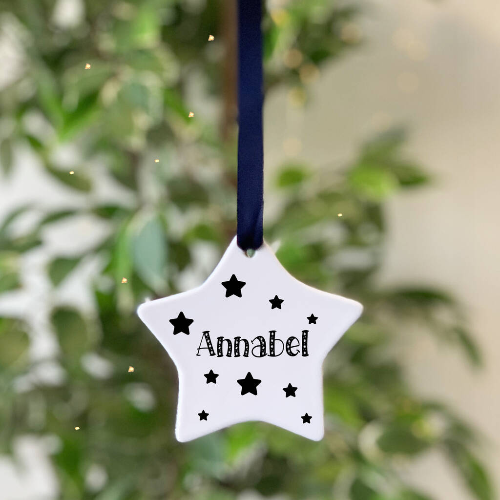 Personalised Ceramic Star Christmas Bauble, 1 of 2