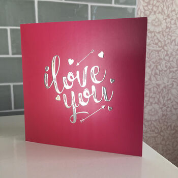 Silver Foil 'I Love You' Valentine's Day Card, 3 of 3