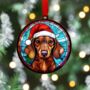 Dachshund Red In Santa Hat Suncatcher Decoration, thumbnail 4 of 6