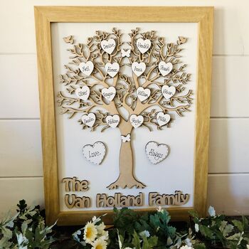 Personalised Mother's Day Framed Wooden Family Tree, 11 of 12