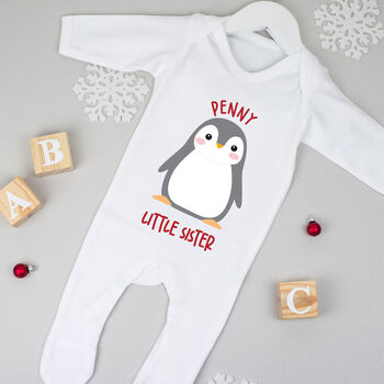 Personalised Penguin Sibling Kids Christmas Pyjamas, 12 of 12