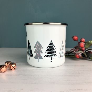 Cool Nordic Christmas Tree Enamel Mug, 2 of 5