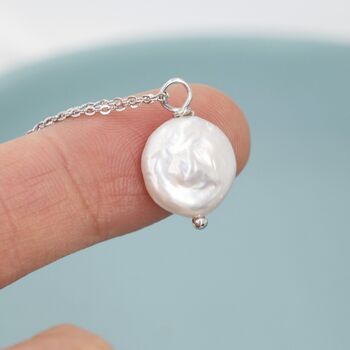 Coin Baroque Pearl Necklace In Sterling Silver, 5 of 11
