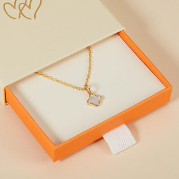Personalised Mother Of Pearl Mini Clover Cross Necklace, 3 of 6