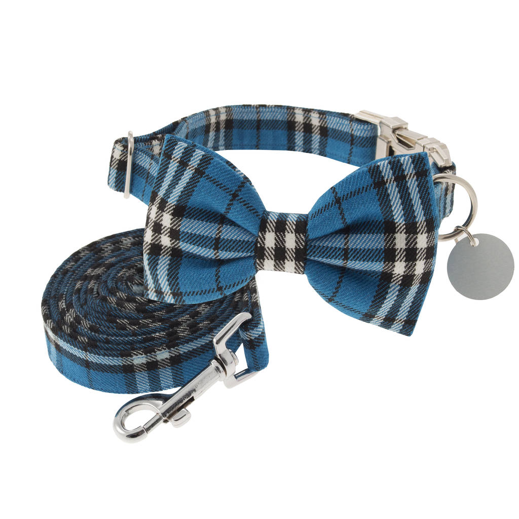 plaid bow tie dog collar