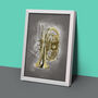 Trumpet Unfinished Sketch Style Poster, thumbnail 1 of 4