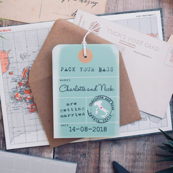 Save The Date Vintage Style Luggage Tag, 5 of 6