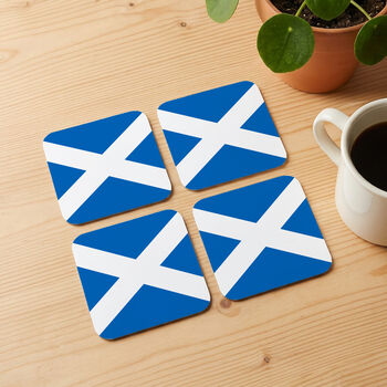 Personalised Set Of Four Flag Coasters With Cork Base, 3 of 6