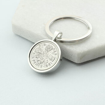Personalised 1963 60th Birthday Sixpence Keyring, 3 of 11