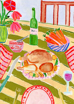 Roast Dinner Sunday Lunch Art Print Watercolour Poster, 6 of 6